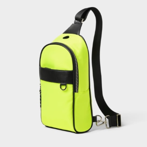ZARA One-Shoulder Sports Backpack Neon Yellow NWOT - Picture 2 of 5